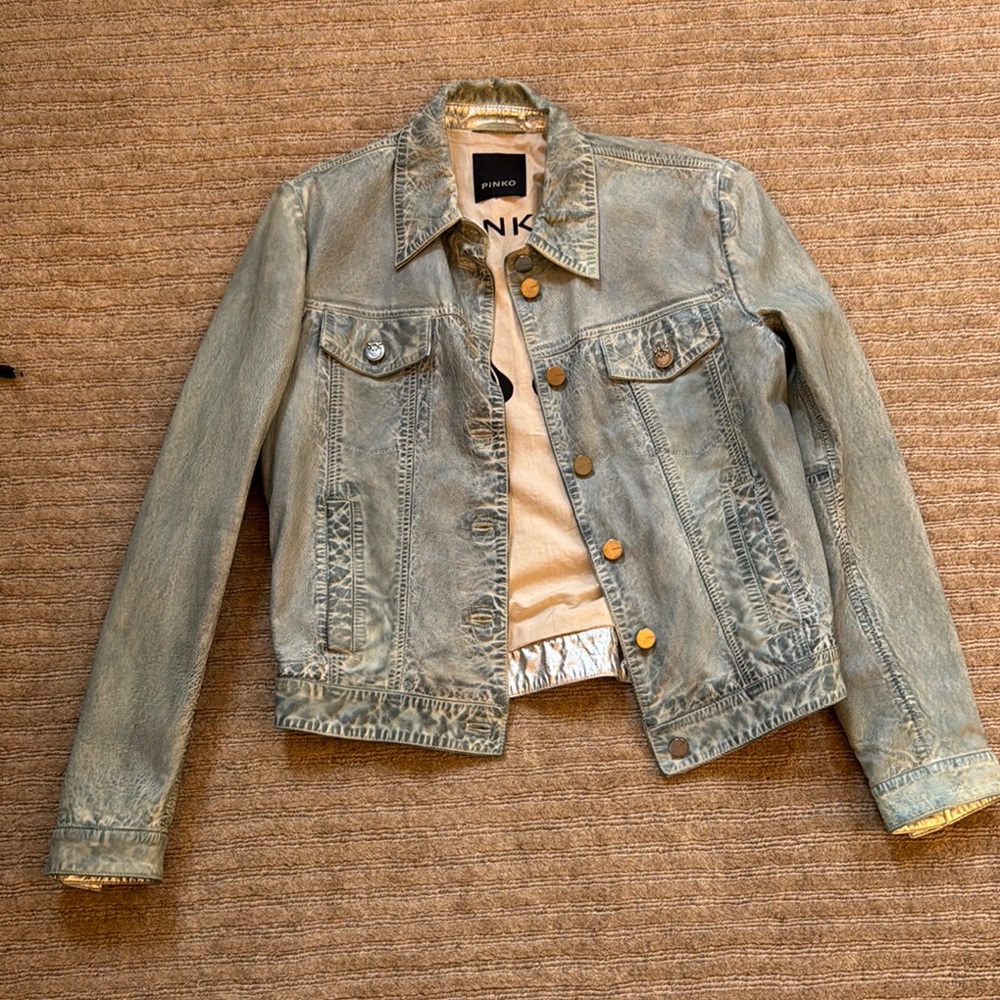 Pinko Leather Jacket  size:40 (IT)